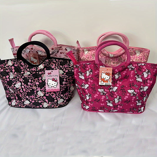 Adorable HelloKitty Cartoon Anime Oxford Tote Bag - Durable Storage for Travel & Daily Use - Kawaii Design for Fashion Fans