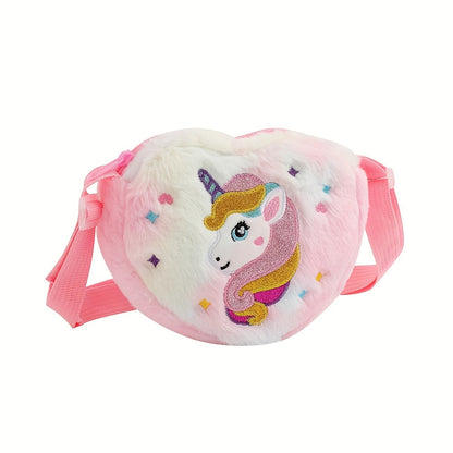 Adorable Plush Unicorn Shoulder Bag for Girls – Lightweight, Durable with Zip Pocket and Polyester Lining