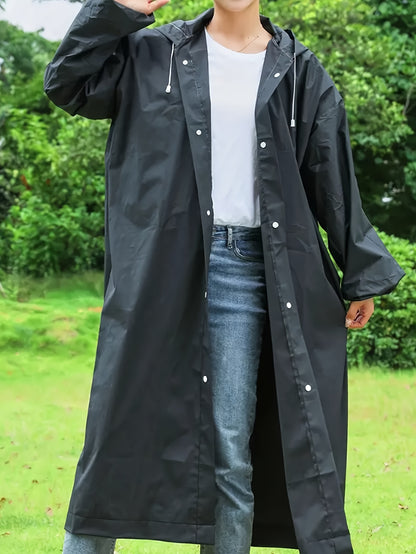 1 Piece of Ultra-Waterproof and Windproof Thickened Adult Raincoat - Portable, Lightweight, and Compact Design for Outdoor Cycling, Hiking, and Travel - Drawstring Hood, Adjustable Cuffs, and Reflective Strip for Enhanced Visibility