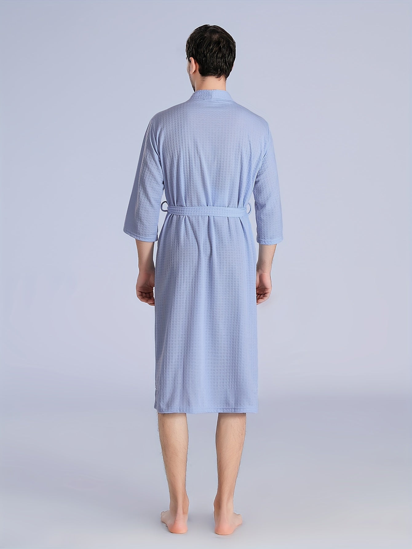 Men's Breathable Comfy Solid Color Thin Style Robe For Home Pajamas Wear Nightgown Sets After A Bath For Spring And Summer