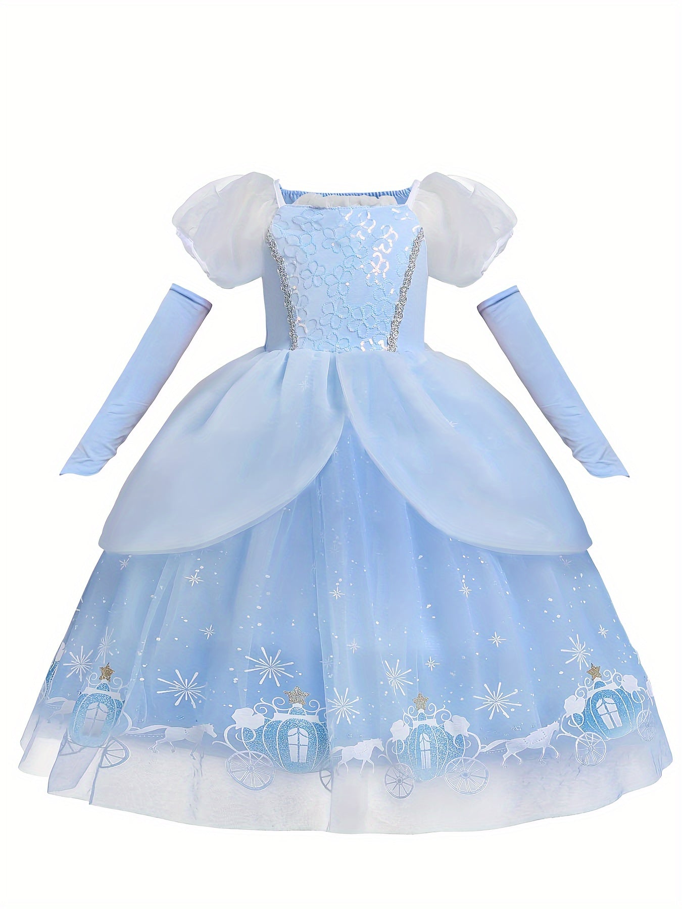 Little Girls' Birthday Halloween Princess Performance Dress with Arm Mitts