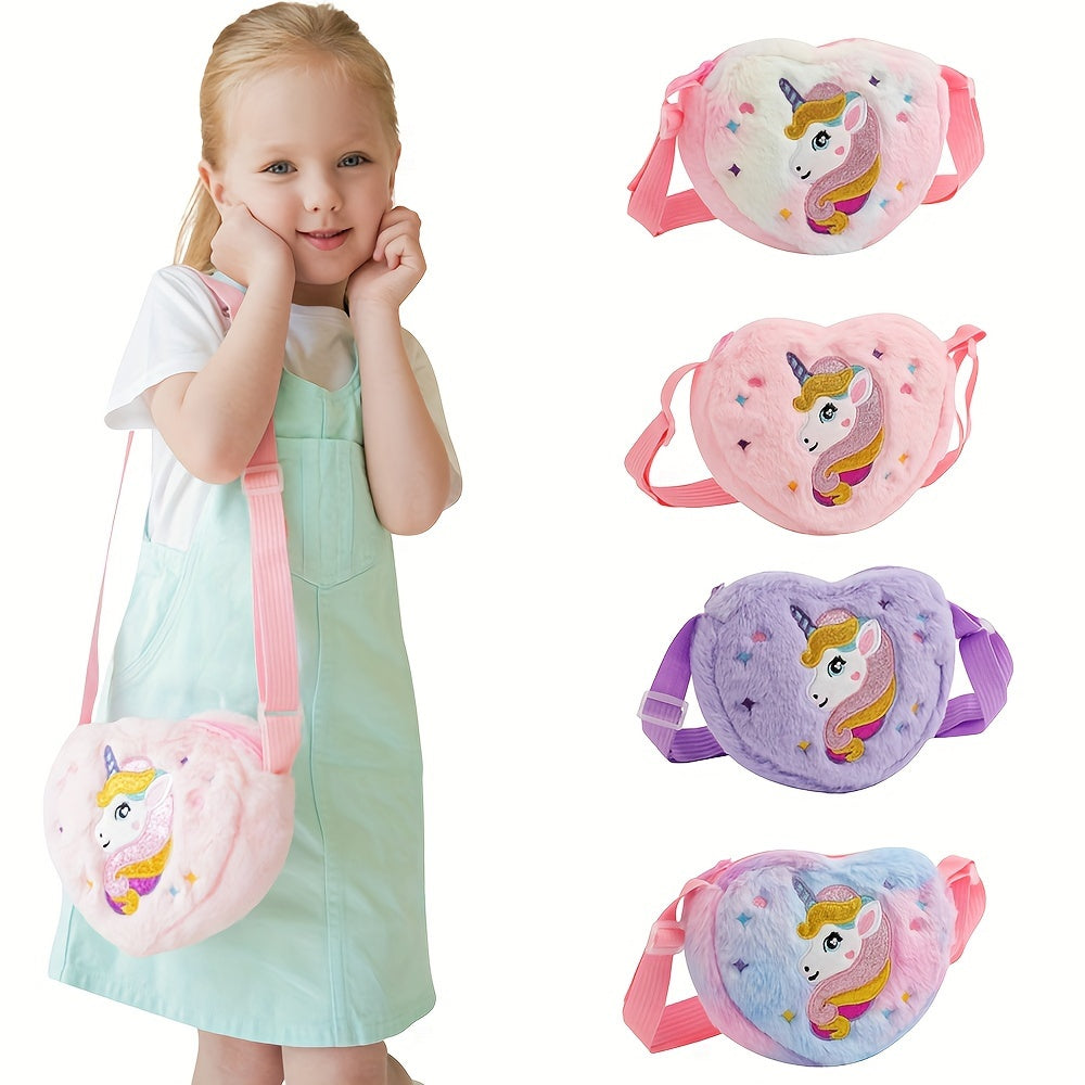 Adorable Plush Unicorn Shoulder Bag for Girls – Lightweight, Durable with Zip Pocket and Polyester Lining