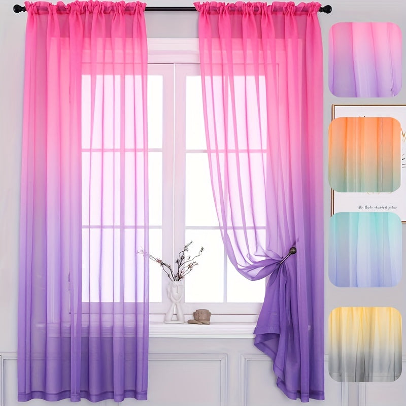 1 Panel Modern Gradient Sheer Curtain - Translucent, Not Transparent, Balcony and Room Darkening Solution - Perfect for Bedroom, Living Room, and Home Decor