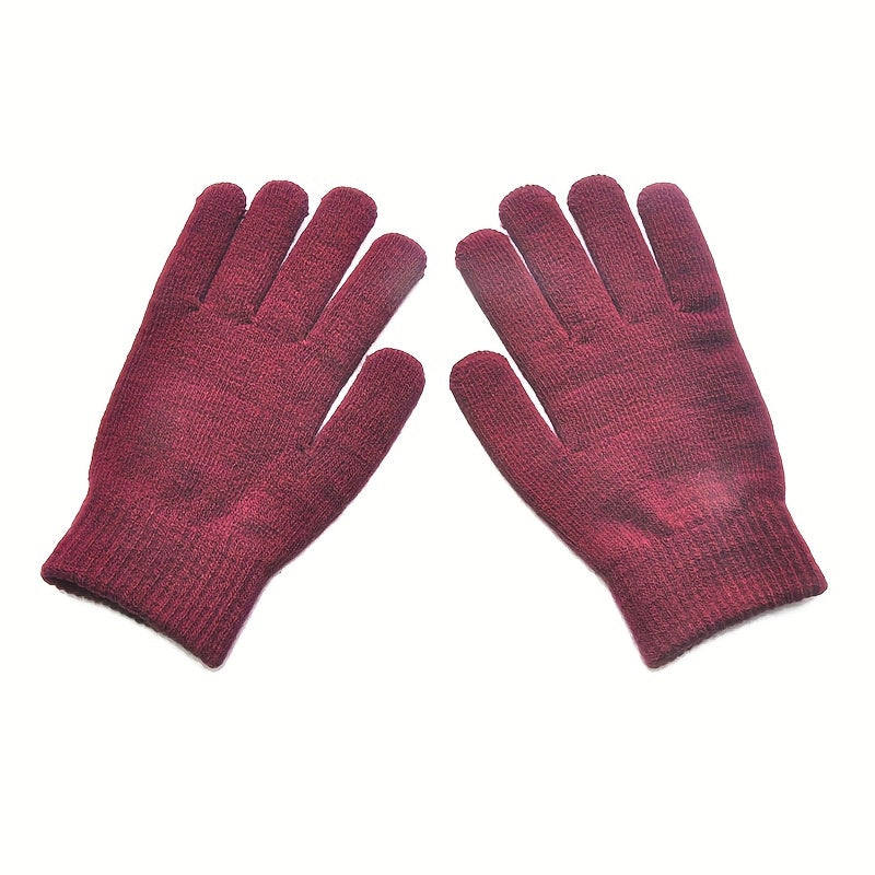 Set of 2 Unisex Thermal Winter Mittens - Soft, Stretchy, and Warm Jacquard Knit Polyester Gloves with Elasticized Cuffs, Hand Washable, Ideal for Cold Weather, Outdoor Activities, and Daily Use