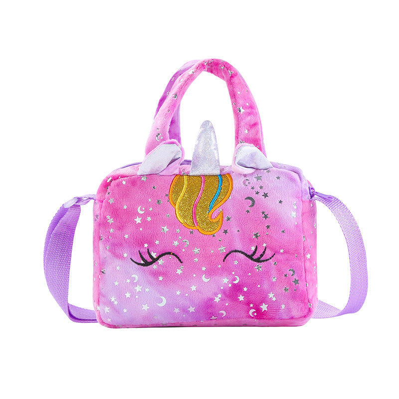 Playful Unicorn Embroidered Crossbody Bag for Girls - Lightweight, Fade-Resistant with Secure Zip Pocket