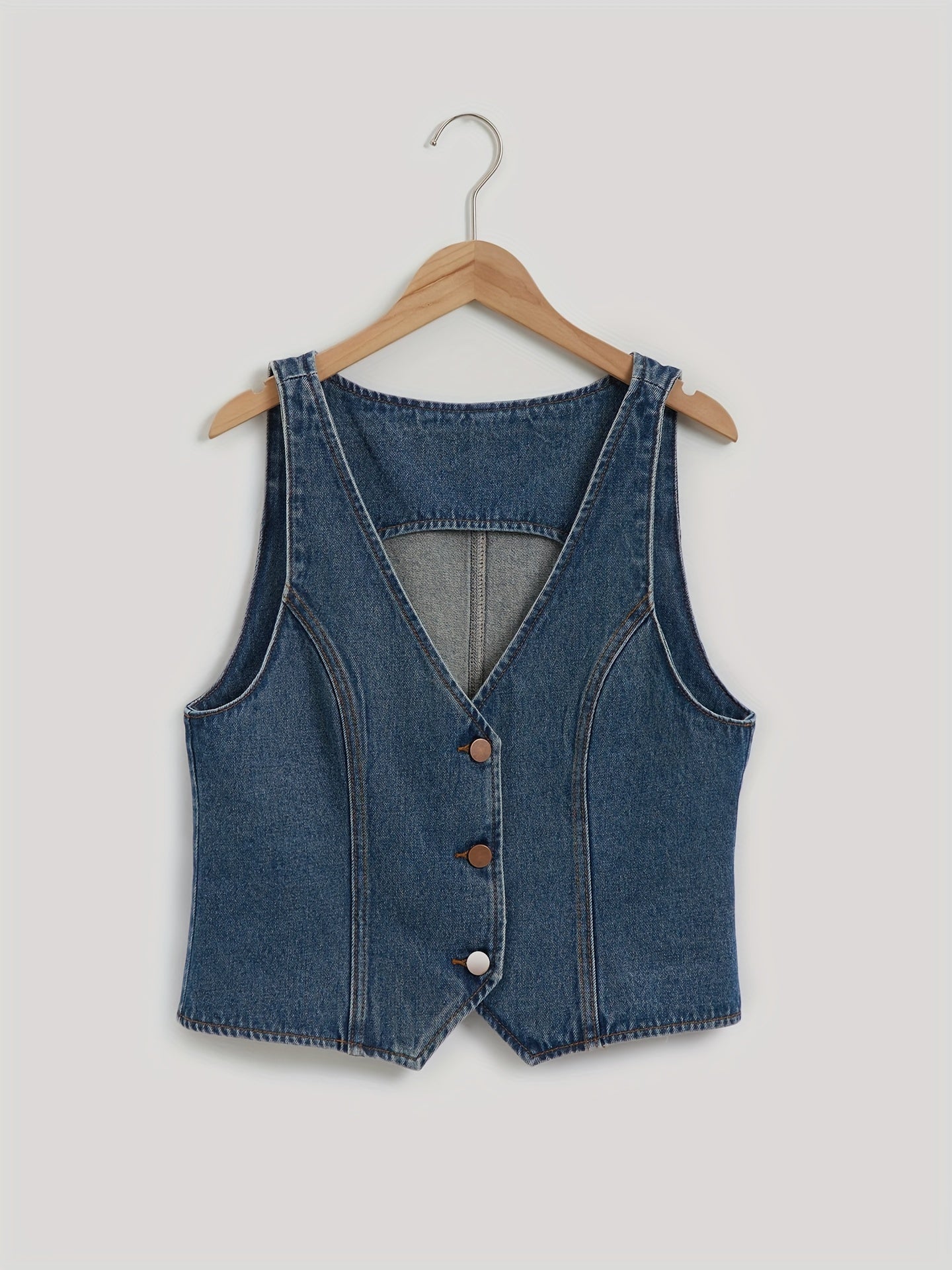 Women's Denim Vest, Sexy V-Neck Sleeveless Jean Waistcoat, Fashion Crop Top, Casual Summer Vest