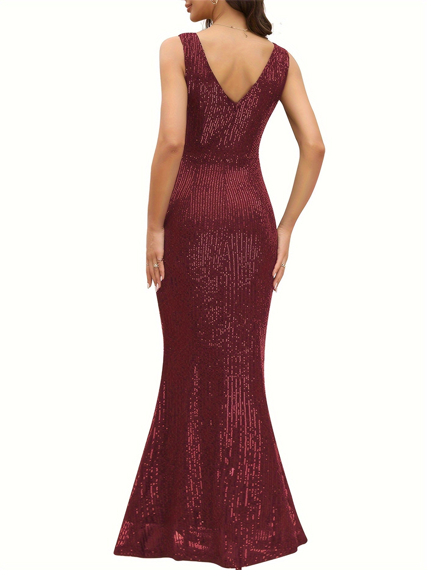 Luxurious Sequined Split Maxi Dress - Sleeveless, Ankle-Length, Dazzling Party Dress for Women - Perfect for Formal Events, Banquets, and Night Out