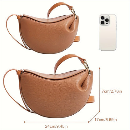 Small Trendy Designer Luxury Faux Leather Crescent Crossbody Dumpling PU Shoulder Bag Purses for Women - Hobo Saddle Bag Style