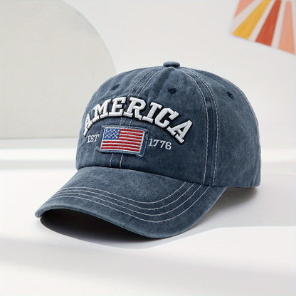 Premium Quality Embroidered National Flag Baseball Cap - Fashion-Forward European & American Style - Sun-Protective Casual Hat with Lettering - Perfect for Men and Women