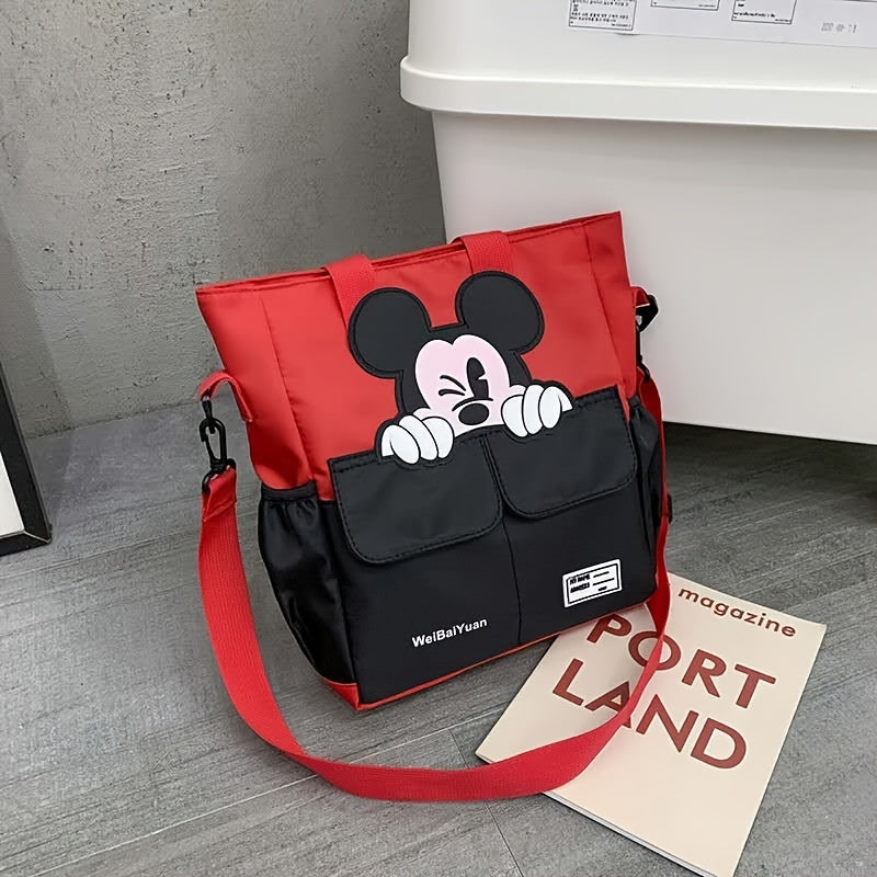 Disney Mickey Mouse Shoulder Bag, Cartoon Large Capacity Backpack, Cute Tote With Crossbody Strap