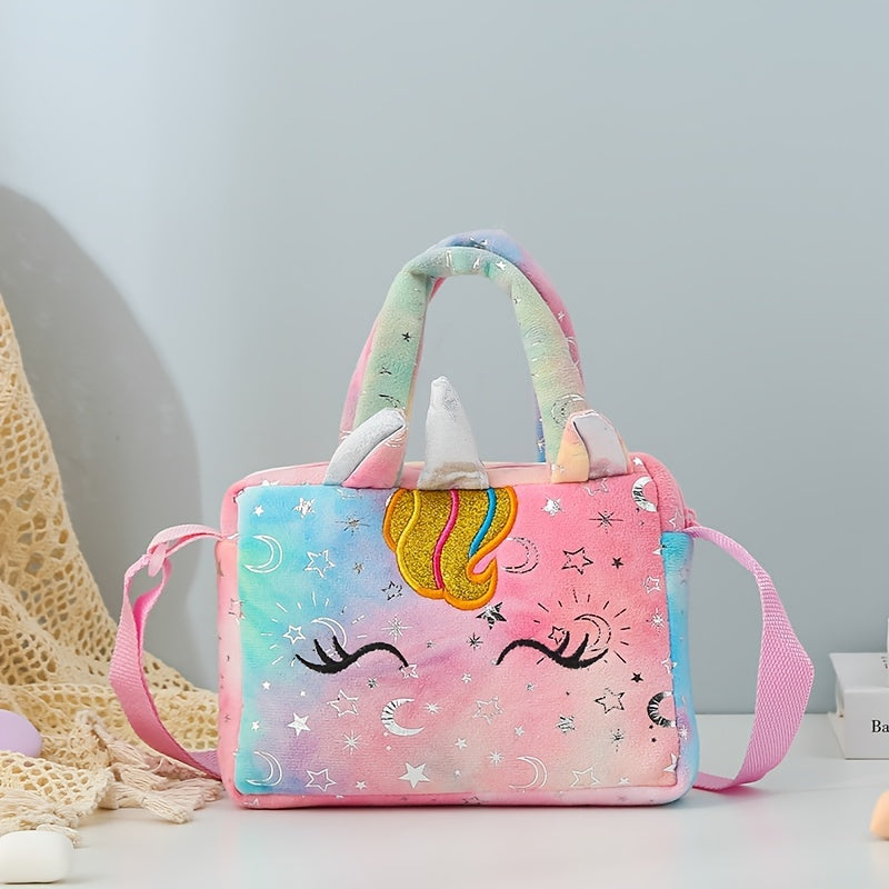 Playful Unicorn Embroidered Crossbody Bag for Girls - Lightweight, Fade-Resistant with Secure Zip Pocket