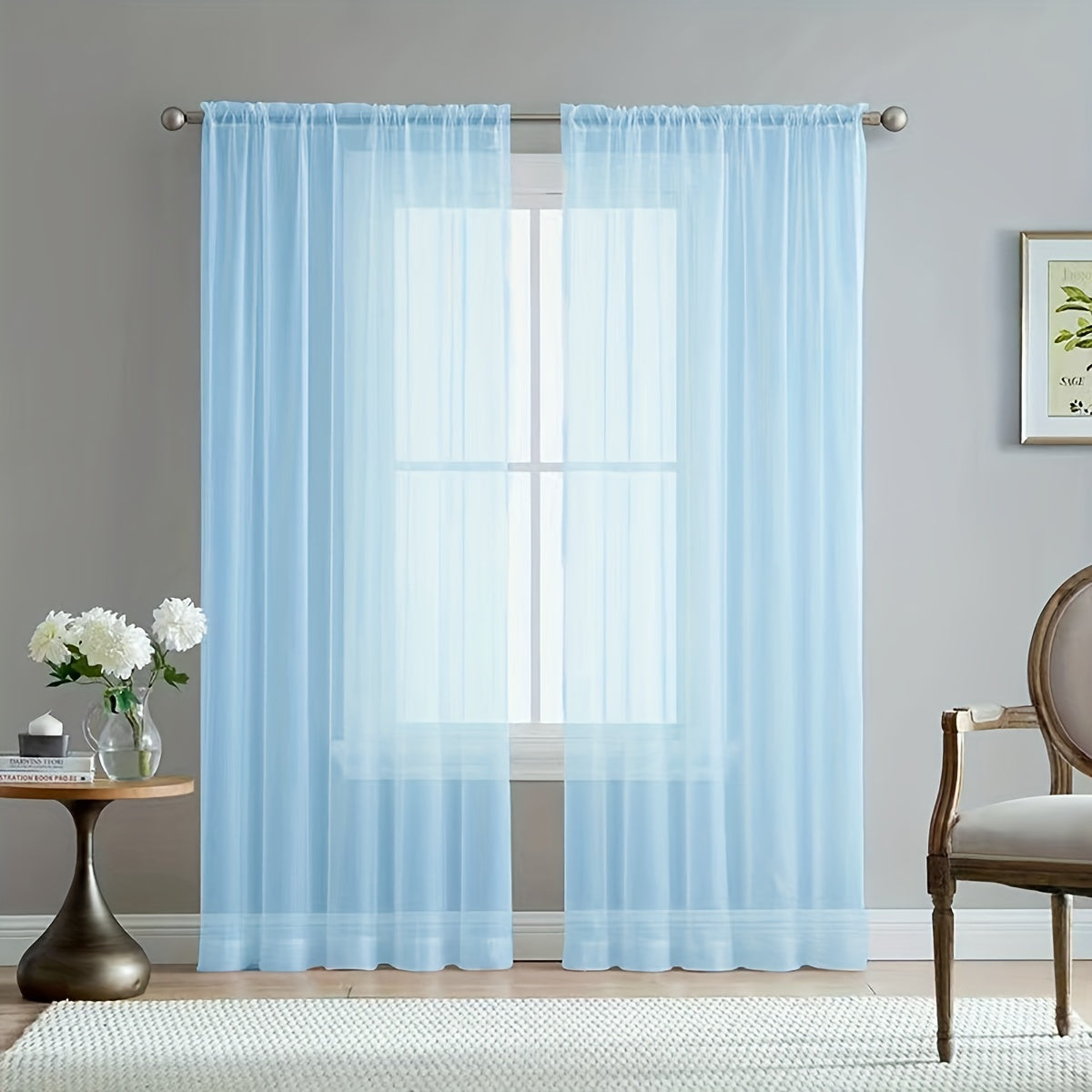 2 Panels of Soft White Chiffon Sheer Curtains for Bedroom, Living Room & Balcony - Elegant Home Decor