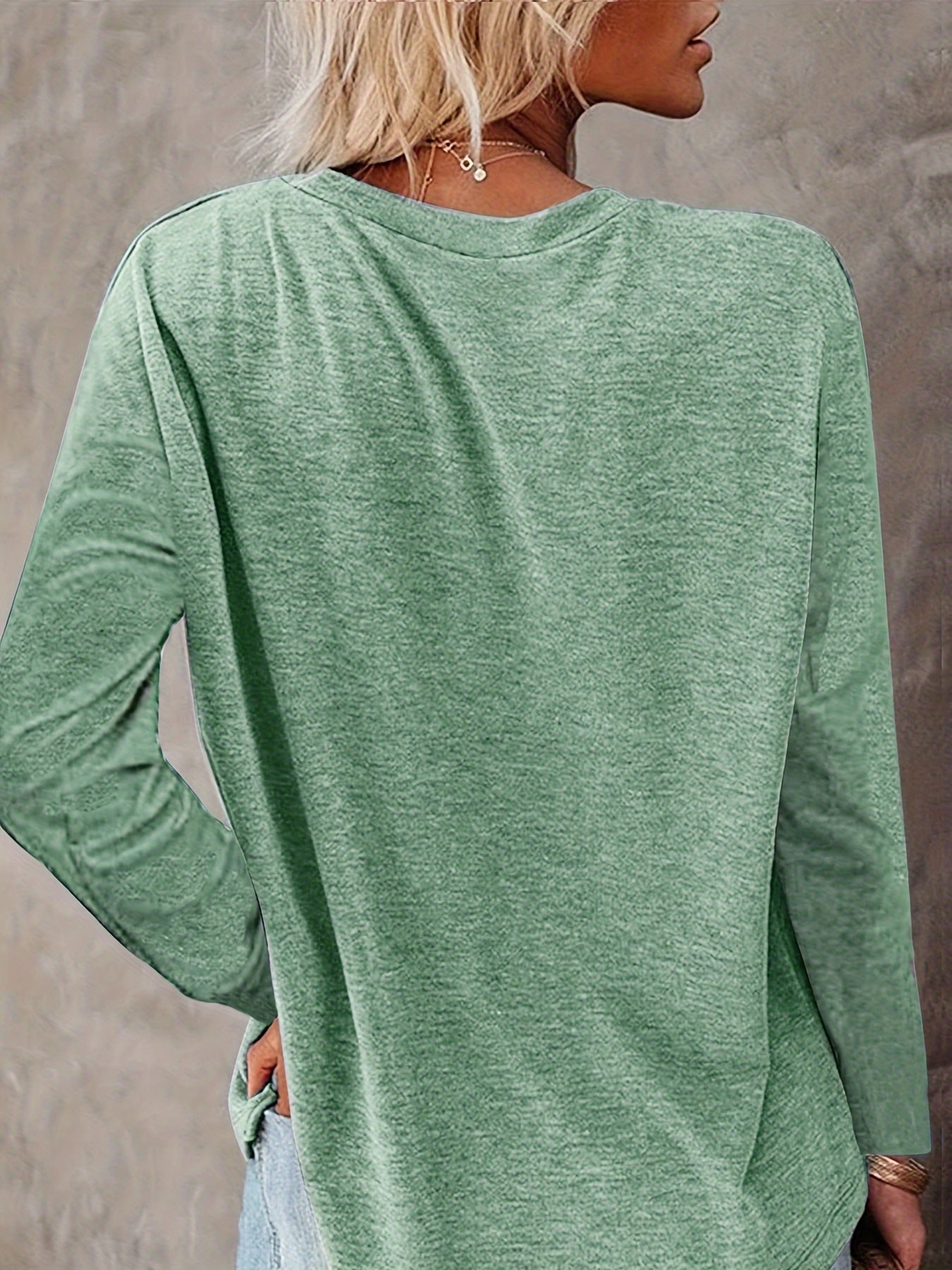 Long Sleeve Chic Rayon T Shirt for Women - Soft, Comfortable, and Trendy Crew Neck Top with Chest Pocket and Dipped Hem - Perfect for Fall and Winter Season