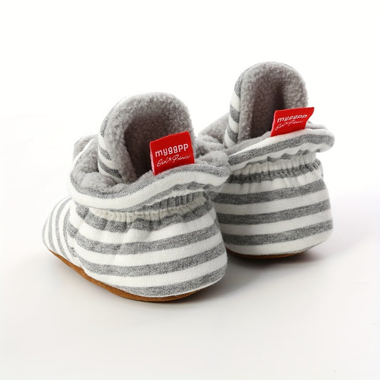 Adorable Baby Boys Warm Walking Shoes - Stylish Striped Design, Insulated for Ultimate Comfort, Perfect for Little Explorers Learning to Walk