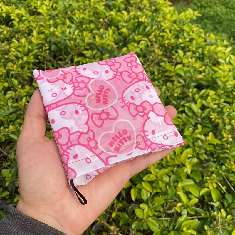 Sanrio'S Ultimate Foldable Shopping Bag - Cute Cartoon Designs, Eco-Friendly Polyester