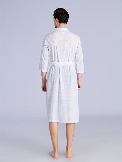 Men's Breathable Comfy Solid Color Thin Style Robe For Home Pajamas Wear Nightgown Sets After A Bath For Spring And Summer