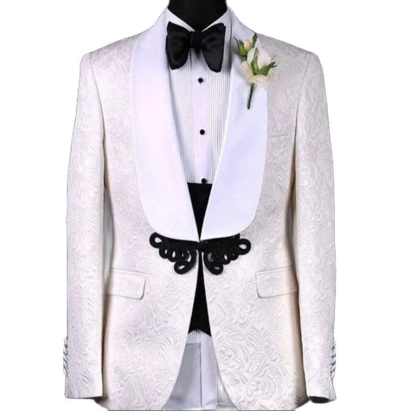 Customize Groom Tuxedos Big Shawl Collar Men Party Business Suits 3 Piece Prom Blazer Dress W1500