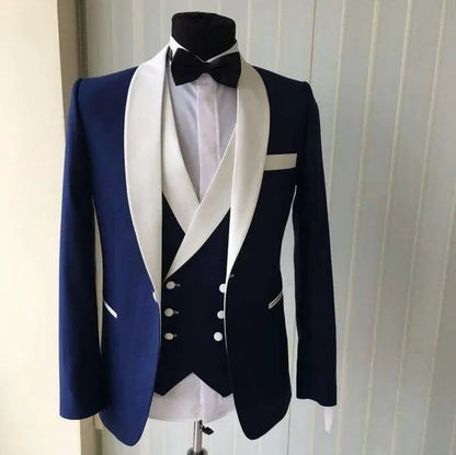 Customize Groom Tuxedos Big Shawl Collar Men Party Business Suits 3 Piece Prom Blazer Dress W1500