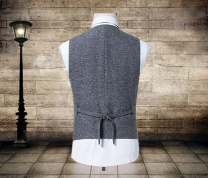 Country Style Wedding Groom Vests Wool Herringbone Tweed Vests Groomsmen Vest Mens Suit Vest Prom Blazers Waistcoat Plus Size