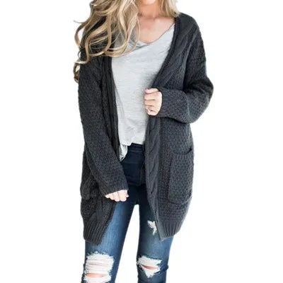 New Long Cardigan Women Long Sleeve Knitted Sweater Cardigans Autumn Winter Womens Sweaters  Jersey Mujer Invierno