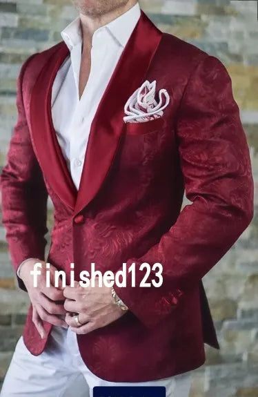 Latest Design One Button White Paisley Shawl Lapel Wedding Groom Tuxedos Men Party Groomsmen Suits (Jacket+Pants+Tie) K32