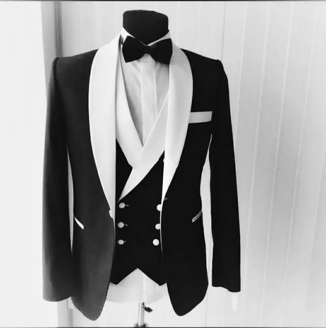 New Fashion Pink Slim Fit Groom Tuxedos Black Peak Lapel Groomsmen Mens Wedding Dress Excellent Man 3 Piece Suit(Jacket+Pants+Vest+Tie) 603