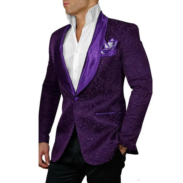 New Arrival One Button Burgundy Paisley Shawl Lapel Wedding Groom Tuxedos Men Party Groomsmen Suits (Jacket+Pants+Tie) K31