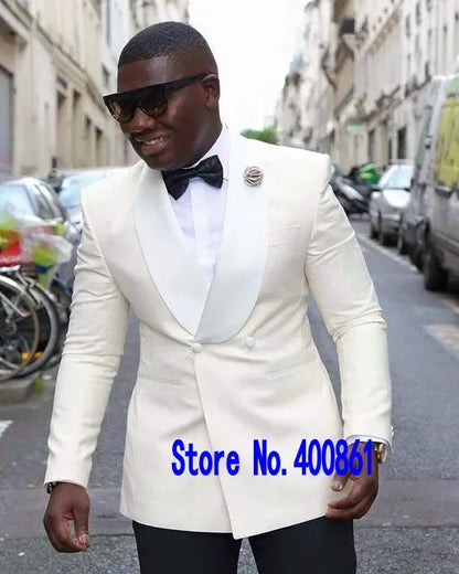 New Style Double-Breasted Peak Lapel Men Business Suits Prom Tuxedos Boy Party Blazer Trousers Suits (Jacket+Pants+Tie) K24