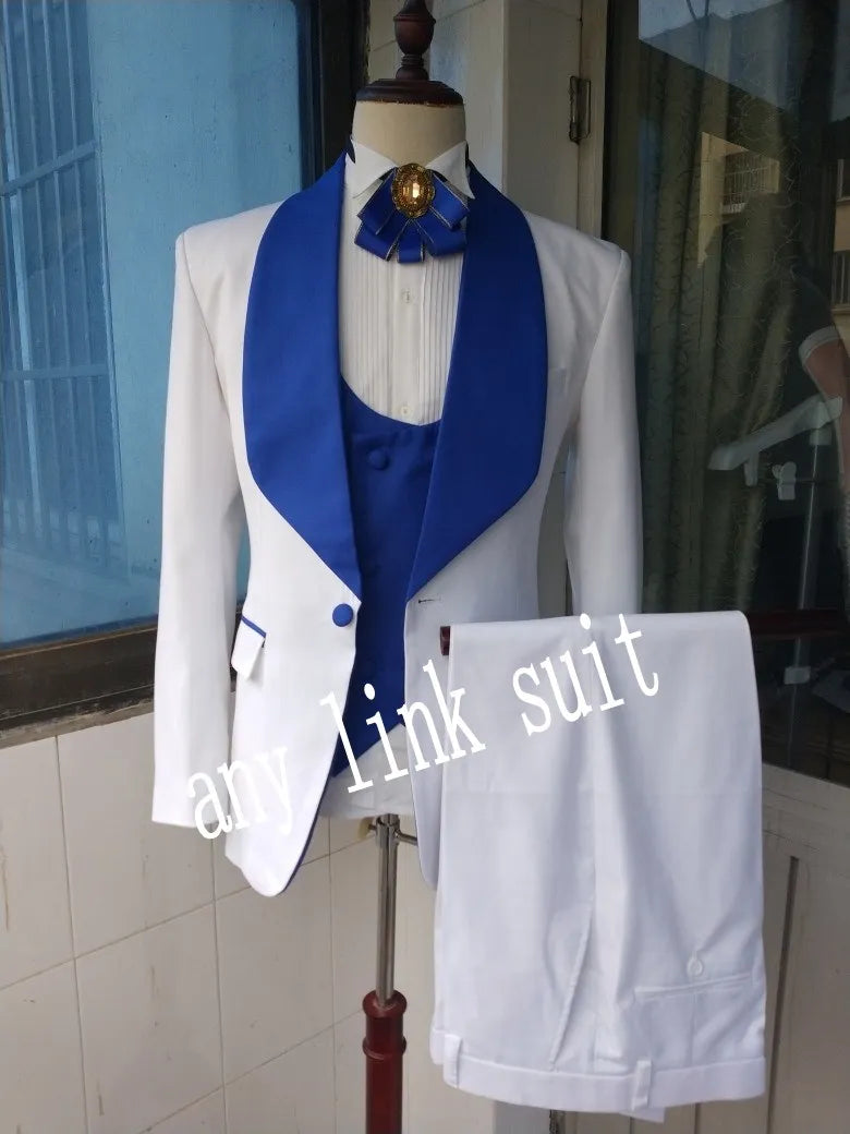 Customize Groom Tuxedos Big Shawl Collar Men Party Business Suits 3 Piece Prom Blazer Dress W1500