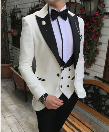 Customize Groom Tuxedos Big Shawl Collar Men Party Business Suits 3 Piece Prom Blazer Dress W1500